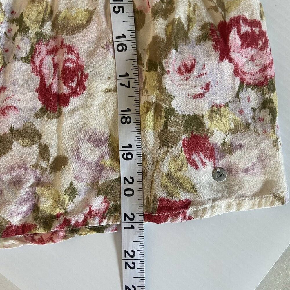 ABERCROMBIE & FITCH ivory rose pink‎ floral off shoulder crop top size M Medium - Picture 6 of 6